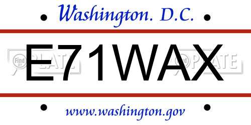 E71WAX District Of Columbia License Plate