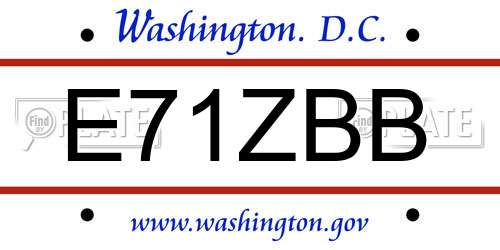 E71ZBB District Of Columbia License Plate