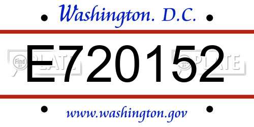 E720152 District Of Columbia License Plate