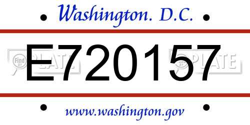 E720157 District Of Columbia License Plate