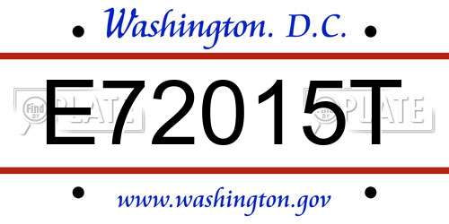 E72015T District Of Columbia License Plate