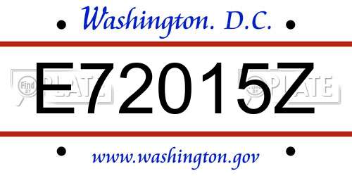 E72015Z District Of Columbia License Plate