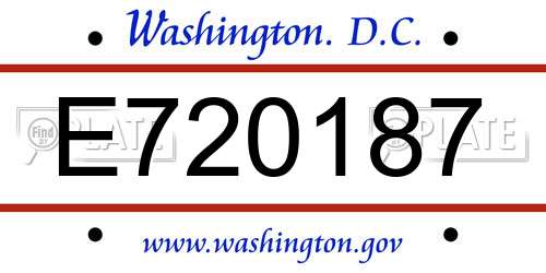 E720187 District Of Columbia License Plate