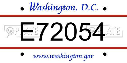 E72054 District Of Columbia License Plate