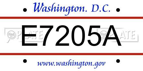 E7205A District Of Columbia License Plate