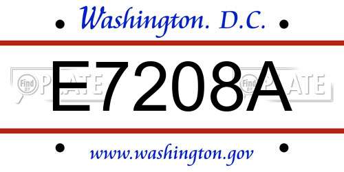 E7208A District Of Columbia License Plate