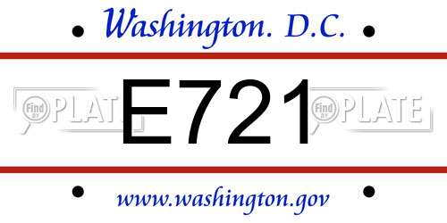 E721 District Of Columbia License Plate