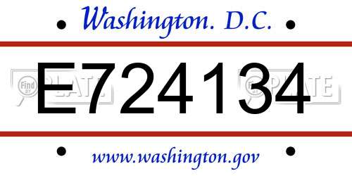 E724134 District Of Columbia License Plate