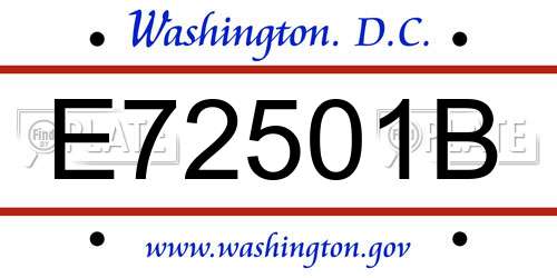 E72501B District Of Columbia License Plate