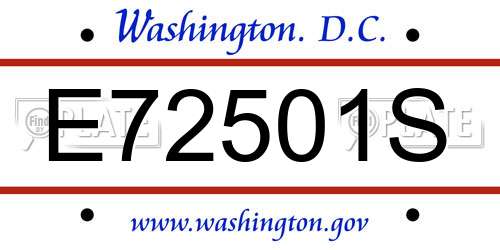 E72501S District Of Columbia License Plate