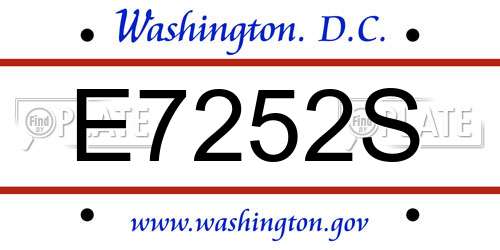 E7252S District Of Columbia License Plate