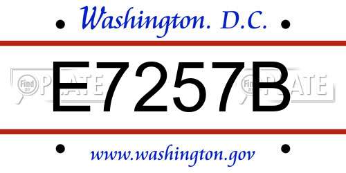 E7257B District Of Columbia License Plate