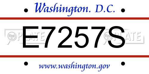 E7257S District Of Columbia License Plate