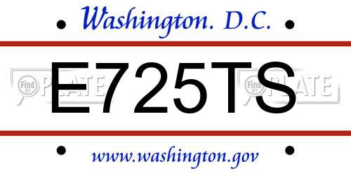 E725TS District Of Columbia License Plate