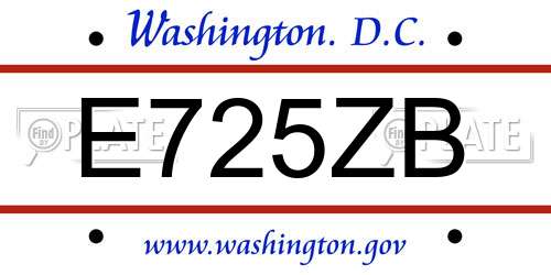 E725ZB District Of Columbia License Plate