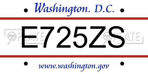 E725ZS District Of Columbia License Plate