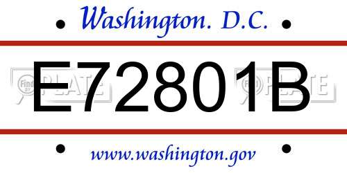E72801B District Of Columbia License Plate