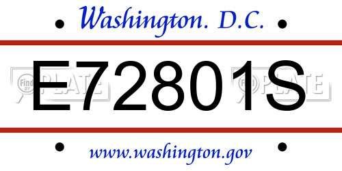 E72801S District Of Columbia License Plate