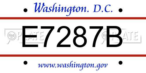 E7287B District Of Columbia License Plate
