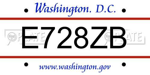 E728ZB District Of Columbia License Plate