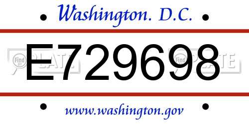 E729698 District Of Columbia License Plate