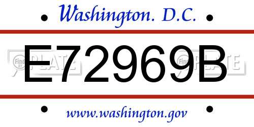 E72969B District Of Columbia License Plate