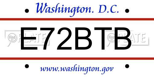 E72BTB District Of Columbia License Plate