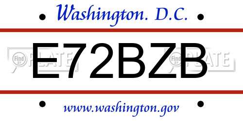 E72BZB District Of Columbia License Plate