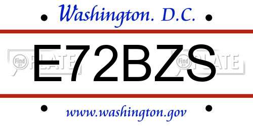 E72BZS District Of Columbia License Plate
