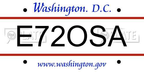 E72OSA District Of Columbia License Plate