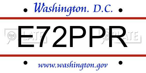 E72PPR District Of Columbia License Plate