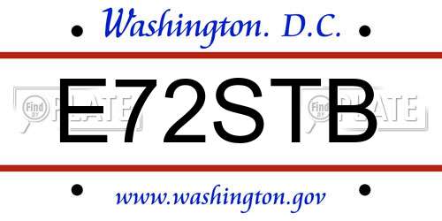 E72STB District Of Columbia License Plate