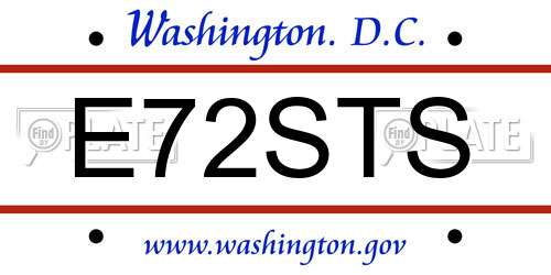 E72STS District Of Columbia License Plate