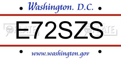 E72SZS District Of Columbia License Plate