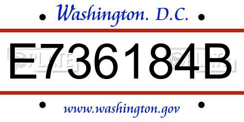 E736184B District Of Columbia License Plate