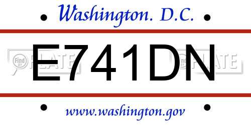 E741DN District Of Columbia License Plate