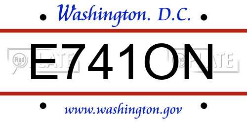 E741ON District Of Columbia License Plate