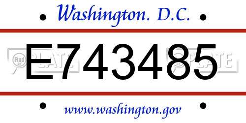 E743485 District Of Columbia License Plate