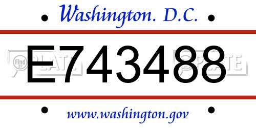 E743488 District Of Columbia License Plate