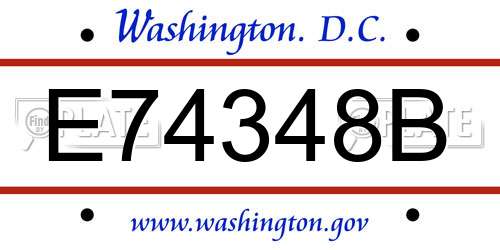 E74348B District Of Columbia License Plate