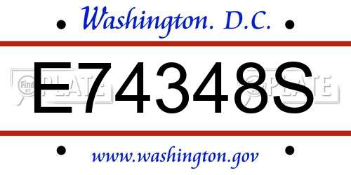 E74348S District Of Columbia License Plate