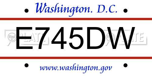E745DW District Of Columbia License Plate