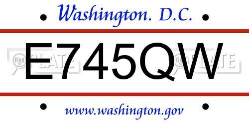 E745QW District Of Columbia License Plate