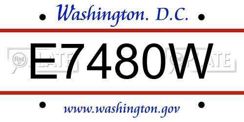 E7480W District Of Columbia License Plate