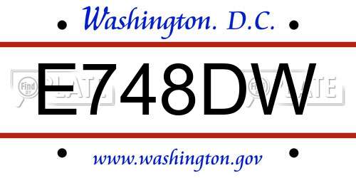 E748DW District Of Columbia License Plate