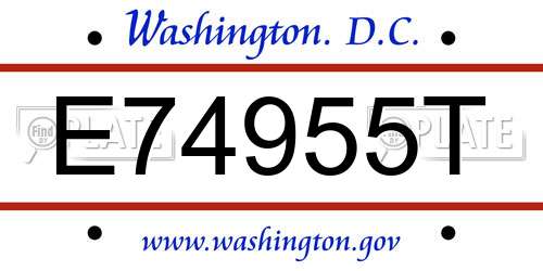 E74955T District Of Columbia License Plate