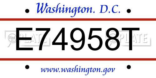 E74958T District Of Columbia License Plate