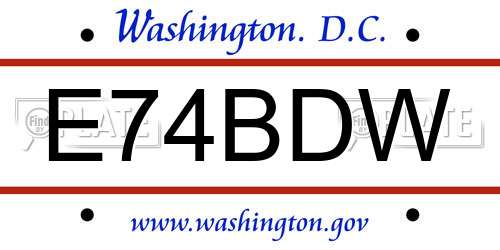 E74BDW District Of Columbia License Plate