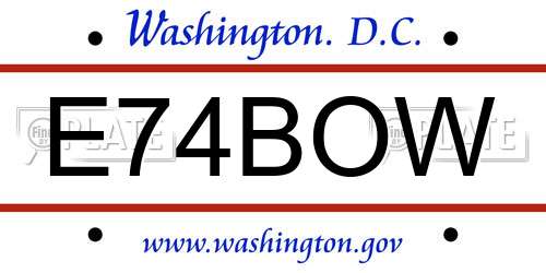 E74BOW District Of Columbia License Plate