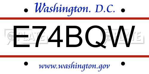 E74BQW District Of Columbia License Plate